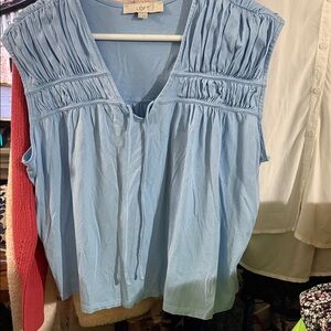 LOFT Light Blue Gathered Women's Blouse